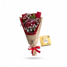Imagem de Rosa Vermelha Brilhante & Ferrero Rocher 4un