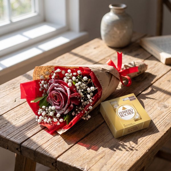 Rosa Vermelha Brilhante & Ferrero Rocher 4un