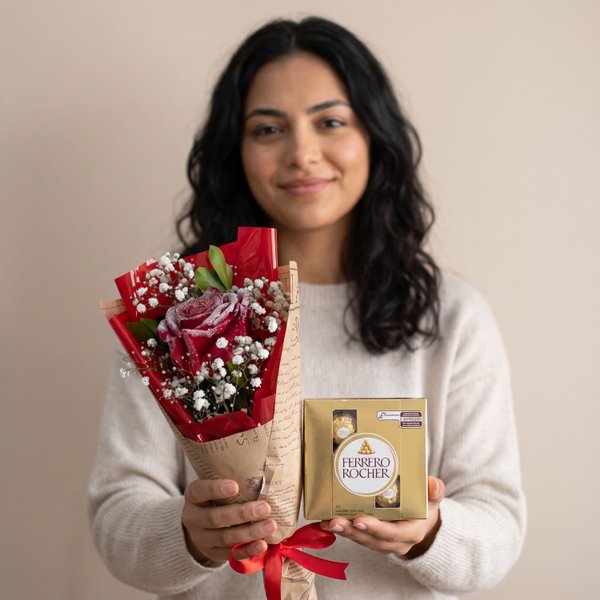 Rosa Vermelha Brilhante & Ferrero Rocher 4un