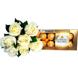 Imagem de Buquê Rosas Alba e Ferrero Rocher