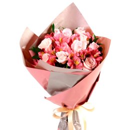 Imagem de Buquê Rosas Vânia e Astromélias