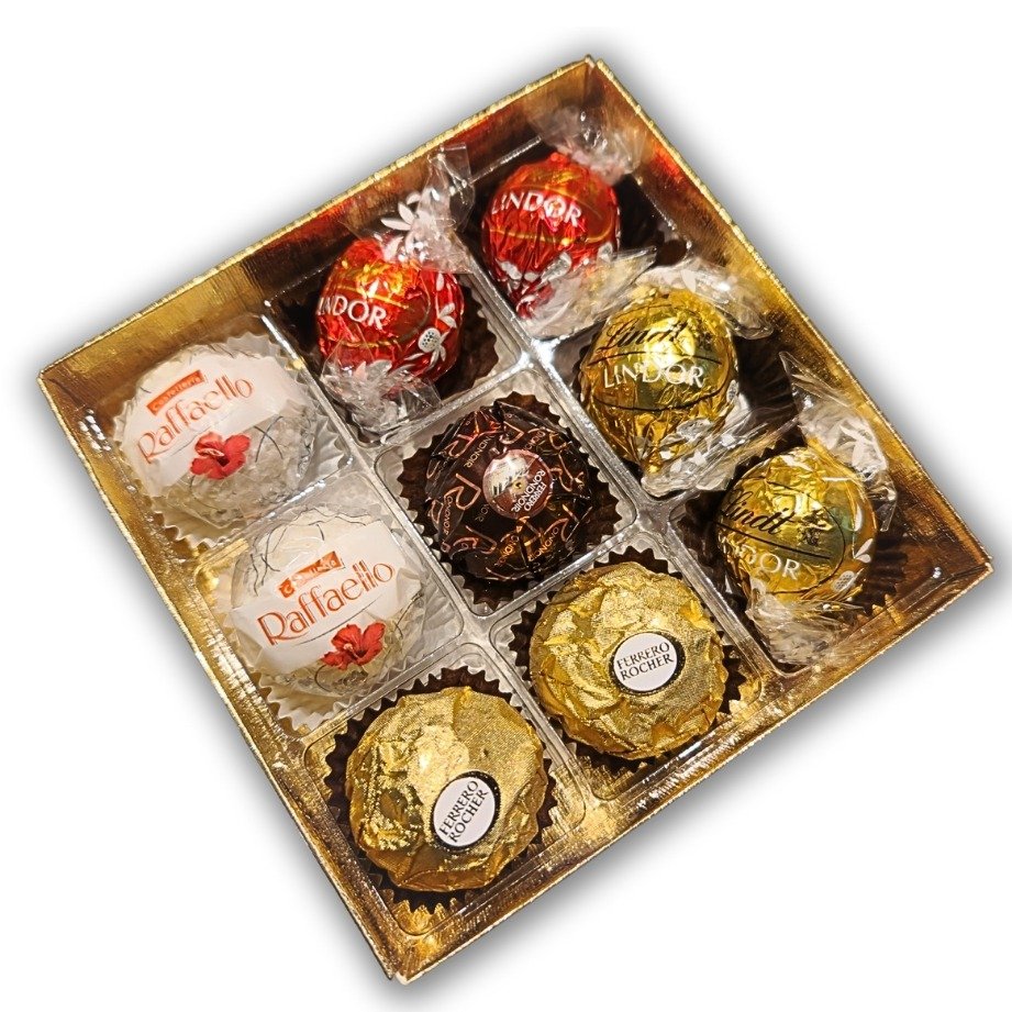Caixa Rosa Chocolate Sortido Lindt e Ferrero Rocher | Giuliana Flores