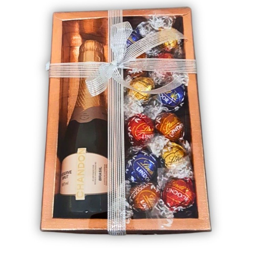 Presente Elegante Rose Gold: Chandon Chocolate Lindt | Giuliana Flores