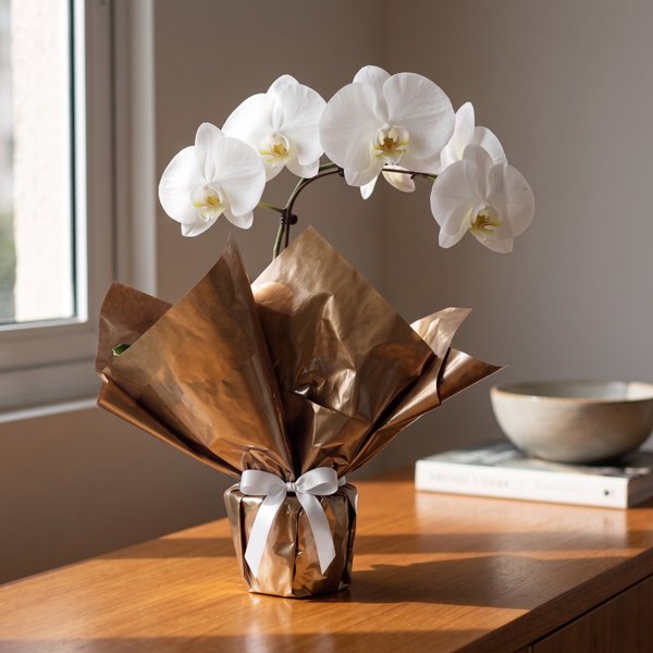 Vaso de Orquídea Phalaenopsis Branca