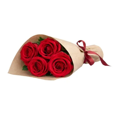 Lindo Buquê de 4 Rosas Vernelhas