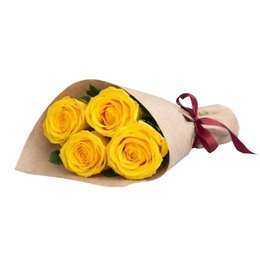 Imagem de Lindo Buquê de 4 Rosas Amarelas