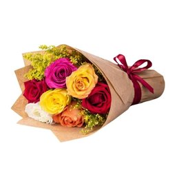 Imagem de Lindo Buquê de 7 Rosas Coloridas com Tango