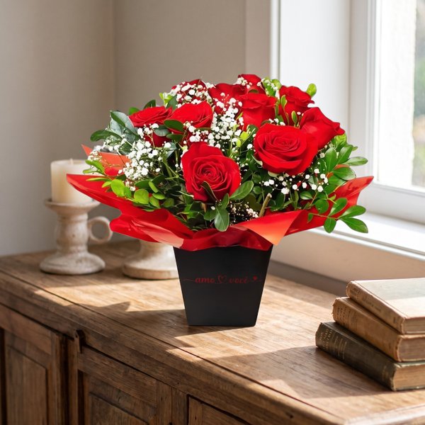 Vaso Love 10 Rosas