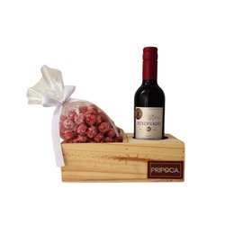 Imagem de Box Madeira com Pipoca e Vinho 