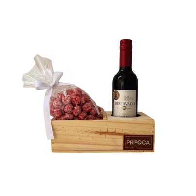 Box Madeira com Pipoca e Vinho