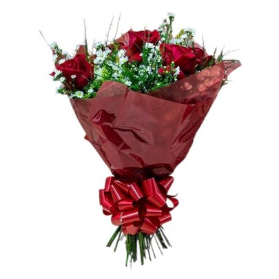 Buquê Encanto com 5 Rosas Vermelhas