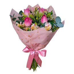 Imagem de Buquê 04 Rosas Cor de Rosa 