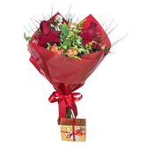 Combo Buquê Duas Rosas com Ferrero Rocher