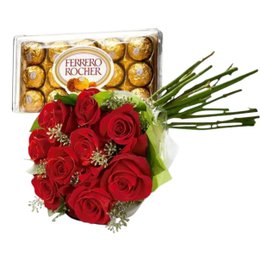 Imagem de Arranjo de Rosas Com Ferrero 