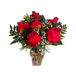 Imagem de Vaso com 6 rosas vermelhas