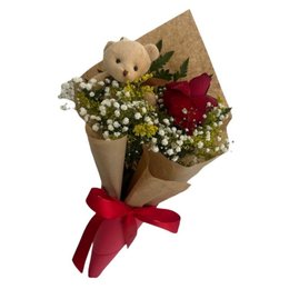 Imagem de Arranjo com Rosa e Ursinho 