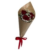 Cone com 3 Rosas Vermelhas