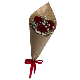 Imagem de Cone com 3 Rosas Vermelhas 