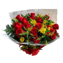 Imagem de Buquê Rosas Vermelhas com Astromélias