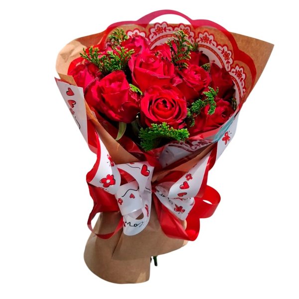 Buquê Compacto Rosas Vermelhas 