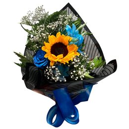 Imagem de Buquê Girassol e Rosa Azul