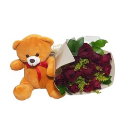 Imagem de Buquê de Rosas com Pelucia