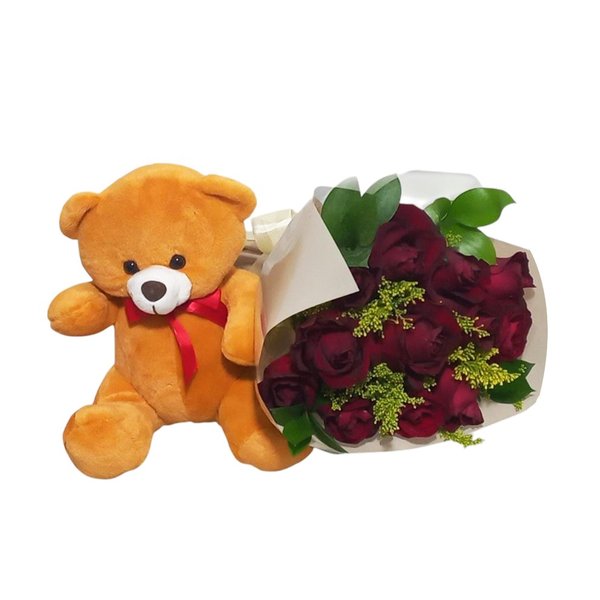 Buquê de Rosas com Pelucia