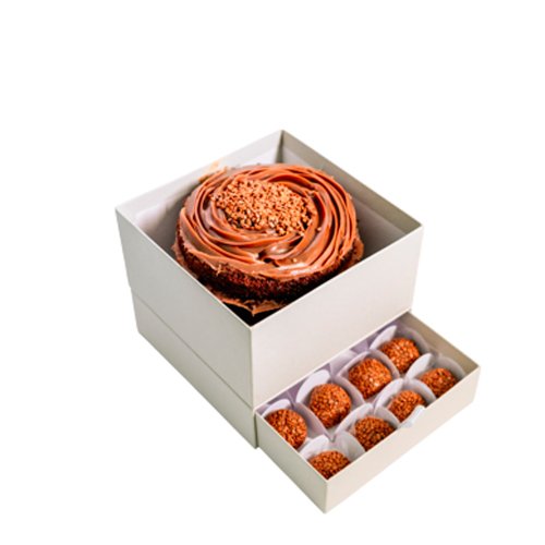 Imagem de Caixa Cachepô com Bolo e Brigadeiros