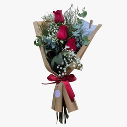 Imagem de Buquê 3 Rosas Nacionais Vermelhas
