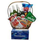 Cesta Cerveja e Salgados e Queijos