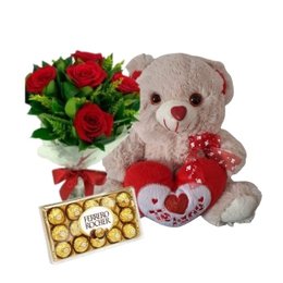 Imagem de Buquê de Rosas Pelúcia e Chocolates