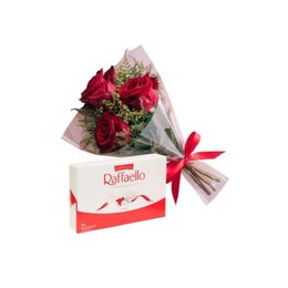 Imagem de Buquê de 3 Rosas e Raffaello