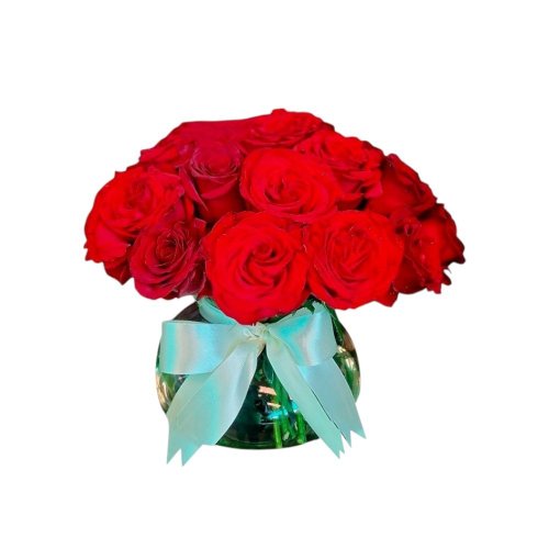 Arranjo De Rosas Vermelhas Com Vidro