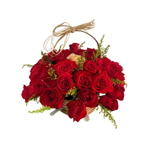 cesta de rosas 2 cores