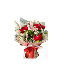 Imagem de Buquê de Lirios e Rosa Vermelhas