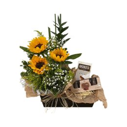 Imagem de Cesta de Girassol com Chocolates