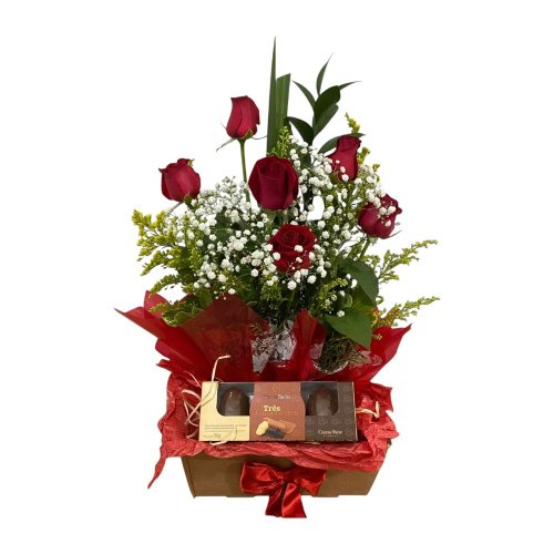 Cesta De Rosas Com Chocolate