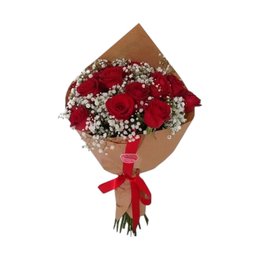 Imagem de Buquê de Rosas Vermelhas e Gipsofila