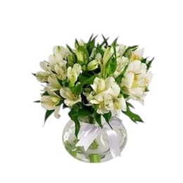 Imagem de Arranjo de Astromélias em Vaso de Vidro