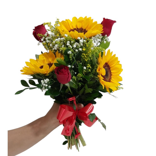 Buquê de Rosas Girassois