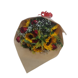 Imagem de Buquê de 6 Rosas Vermelhas e 6 Girassois