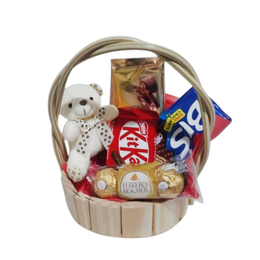 Imagem de Cesta com Mini Pelúcia e Chocolates