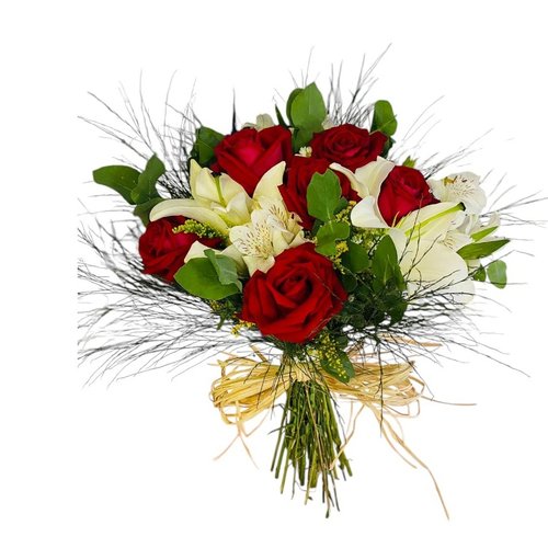 Buquê de Rosas e Lírios