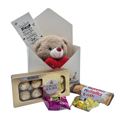 Kit Pelúcia e Chocolate Aniversário Amor