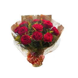 Imagem de Buquê  Dourado com Rosas Vermelhas 