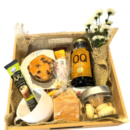 Imagem de Cesta Box Despertar Rústico: Café Premium e Flores