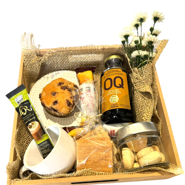 Cesta Box Despertar Rústico: Café Premium e Flores