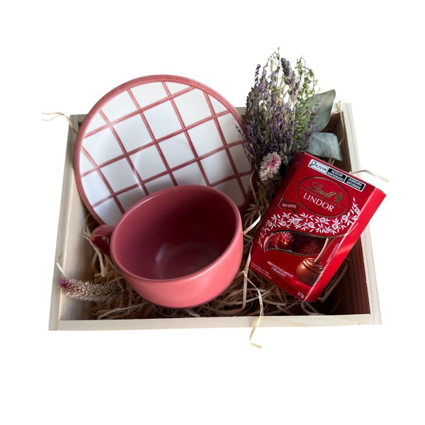 Cesta de Presente com Chocolate Encanto Rosa