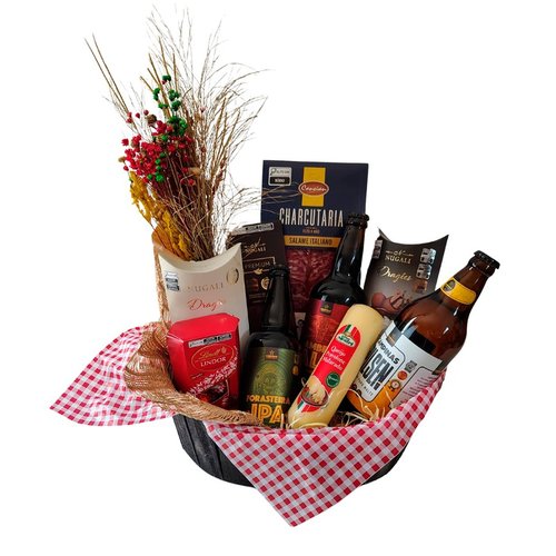 Cesta de Chocolates Premium e Cervejas Artesanais