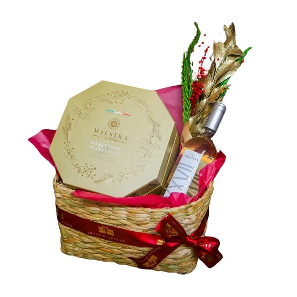 Kit de Natal Luxo com Vinho & Panettone Italiano 
